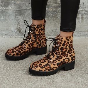 Nasty Gal Leopard Combat Boots